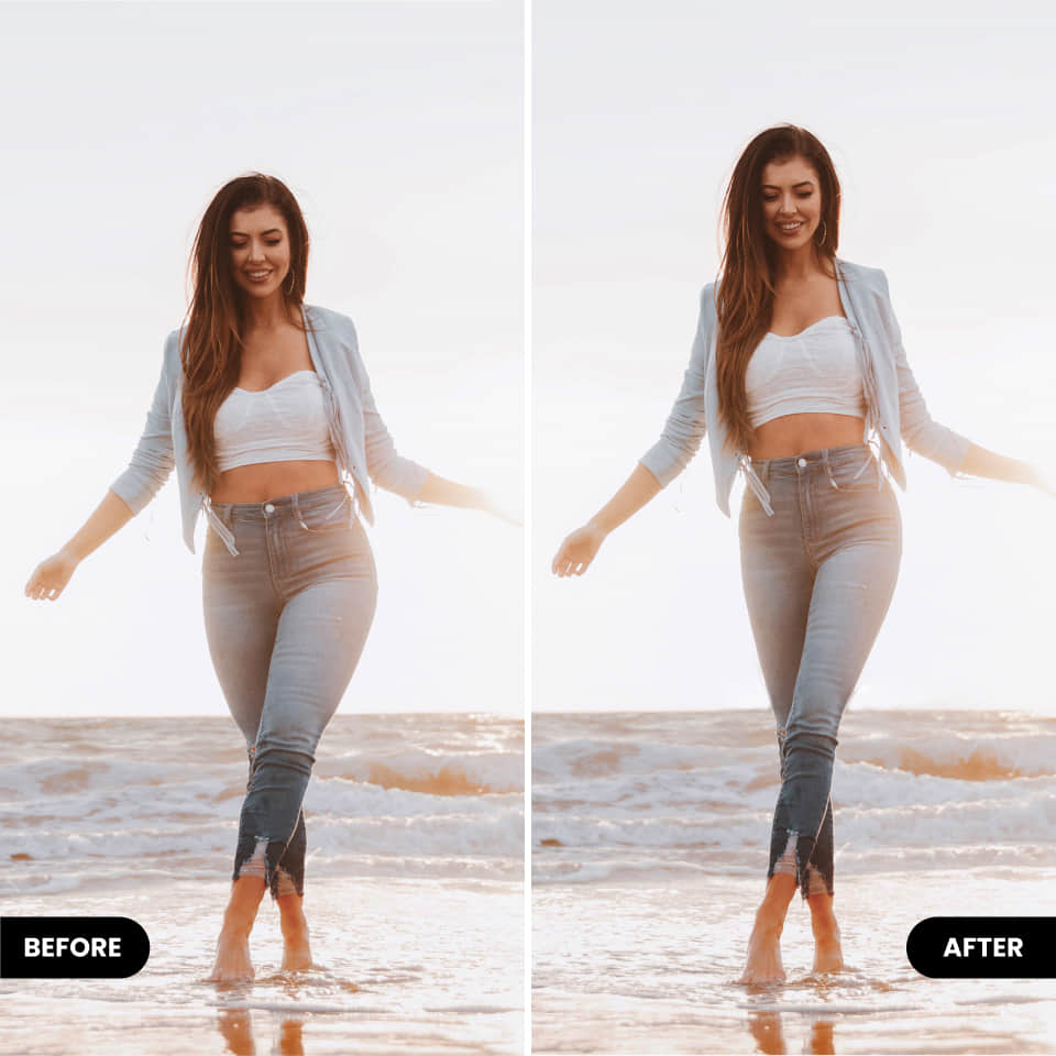Reshape body easily in photo editor BeautyPlus before vs after