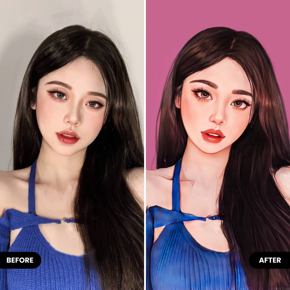 Cartoon filter to cartoon yourself before vs after